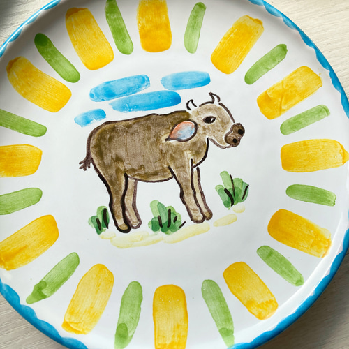 丸皿16cm マヨリカ焼き 動物シリーズ イタリア陶器 PIA006