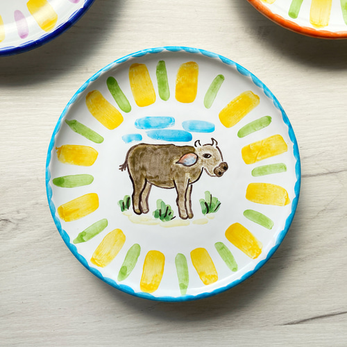 丸皿16cm マヨリカ焼き 動物シリーズ イタリア陶器 PIA006 アニマル