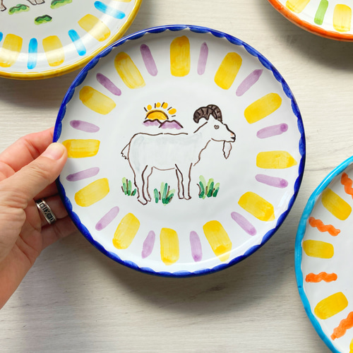 丸皿16cm マヨリカ焼き 動物シリーズ イタリア陶器 PIA006
