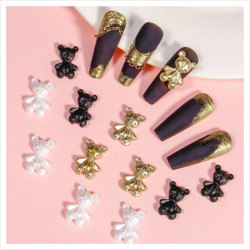 P246金《2個》ネイルパーツ くま 熊 テディベア ゴールド 量産型 韓国