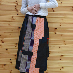 ロングスカート♢ギャザースカート♢着物リメイク♢パッチワーク♢着物