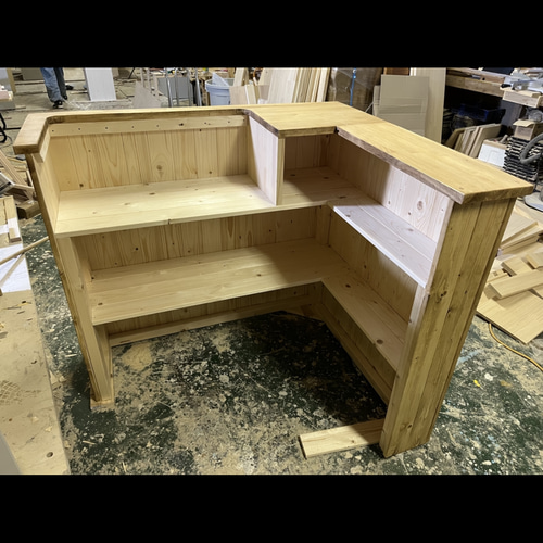 L型】カウンター レジ 作業 大型 収納 幅120×高さ93×奥行き110 机