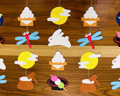 壁面飾り 秋 お月見ガーランド 十五夜 生地 Saki's factory☆ 通販