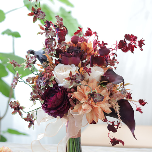 ブーケ ブートニア オレンジ系 ウェディング オレンジ トロピカルブーケ ウェディングブーケ ブートニア