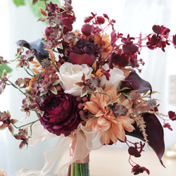 ウェディングブーケ　カサブランカ　キャスケード（ブートニア付） カサブランカキャスケードブーケ ブーケ ブートニアセット