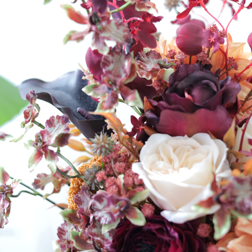 エレガントな造花ブーケ ブートニア セット ウェディング 造花ブーケ ブートニア ウエディングブーケ フラワーブーケ