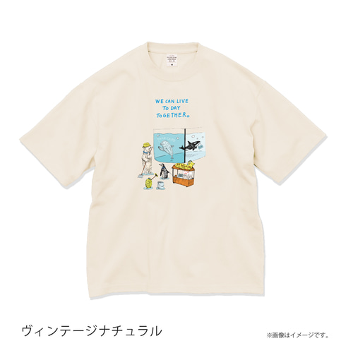 厚みのあるBIGシルエットTシャツ/「WORKER 水族館の動物たち。」 /送料