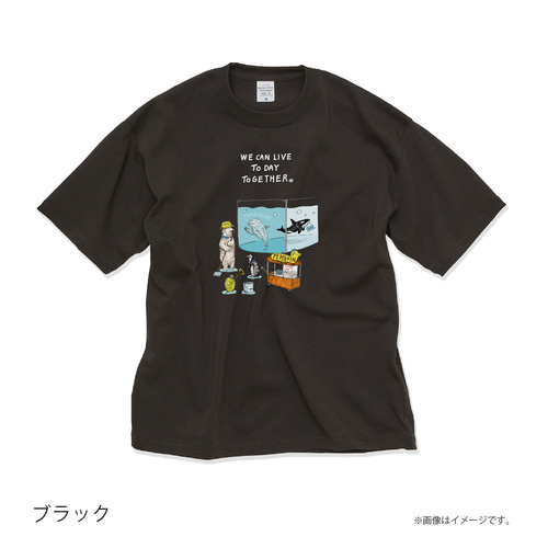 厚みのあるBIGシルエットTシャツ/「WORKER 水族館の動物たち。」 /送料