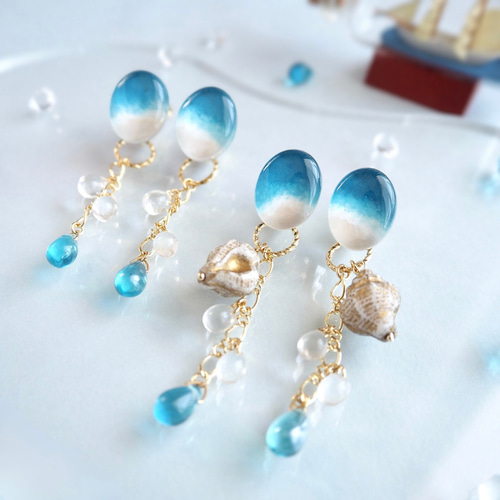 ゆらり海辺の2wayイヤリング/ピアス イヤリング・ノンホールピアス