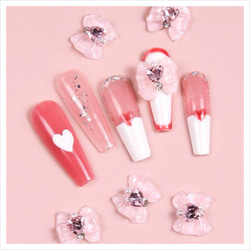 P273《1個》ネイルパーツ ピンク リボン ハート ゆめかわ 量産型 成人