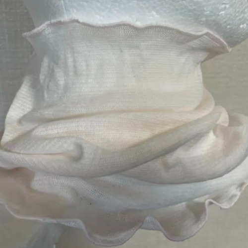 綿100%手染めピンクホワイトレースシングルウェーブ手作りネック  