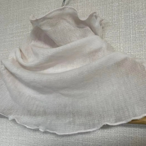 綿100%手染めピンクホワイトレースシングルウェーブ手作りネック  