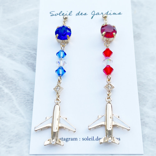 再販×1 飛行機てんこ盛り ピアス イヤリング JAL ANA 旅行 ピアス