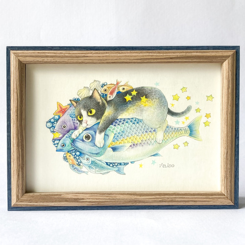 猫 ネコ【原画 ポストカードサイズ 色鉛筆画】 絵画 ちさと 通販