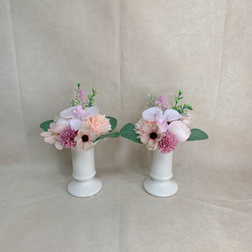 枯れない仏花アレンジメント【1対(2点セット）】No.2（ピンク系