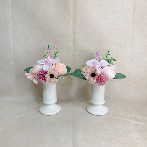 枯れない仏花アレンジメント【1対(2点セット）】No.2（ピンク系