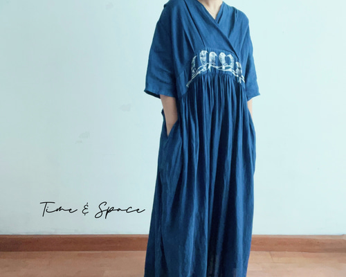 新品タグ付き ハンロ ワンピース ルームウェア ライトブルー リネン 春夏 新品タグ付き ハンロ ワンピース ルームウェア ライトブルー リネン 春夏