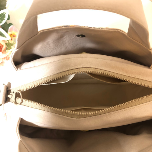 ラウンドバックSサイズ くすみピンク系 あおりタイプ トートバッグ 