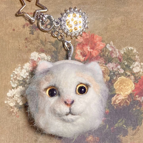 受注製作 猫のキーホルダー 羊毛フェルト 羊毛フェルト ☆羊毛フェルト