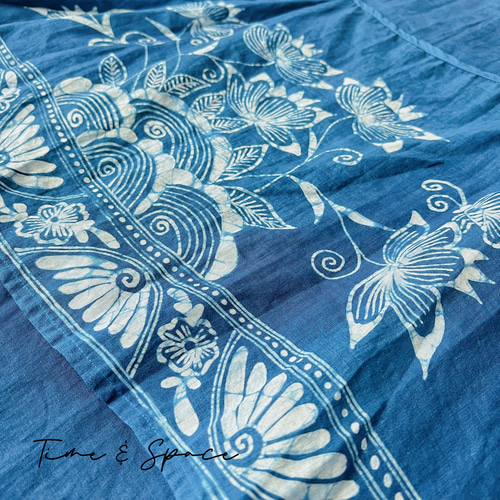 夏新作☆藍染め☆ろうけつ染めのワンピース】リネン100％│重ね着