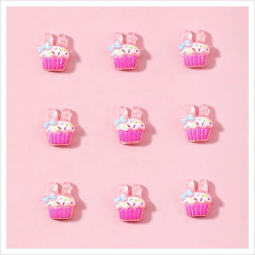 P301《4個》ネイルパーツ カップケーキ うさぎ ピンク お菓子 ゆめかわ