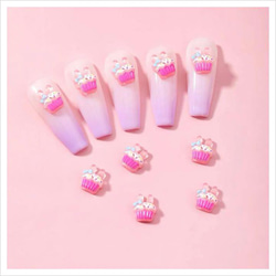 P301《2個》ネイルパーツ カップケーキ うさぎ ピンク お菓子 ゆめかわ