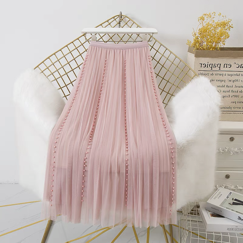 夏、春、秋、チュールスカート、ウエスト ゴム、チュールレース、スカート、ボトムス