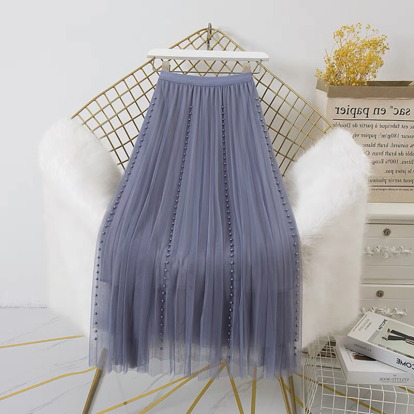 夏、春、秋、チュールスカート、ウエスト ゴム、チュールレース、スカート、ボトムス