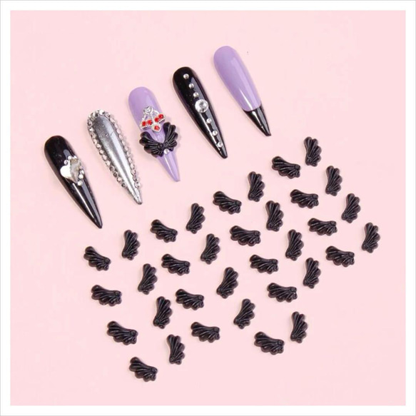 黒×白 ネイルパーツ 10個 セリア・SHEIN・LALONAのネイル・ネイルケアを使った口コミ