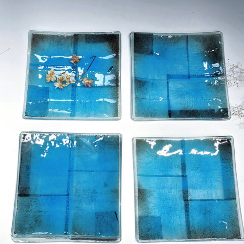 ガラスの器 銅箔21㎝角皿 中皿 スタジオ シャイン 通販 18040143