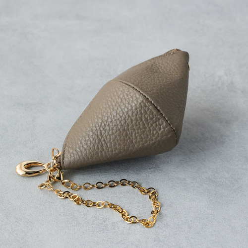 クロワッサン ミニポーチ 本革 チェーン ストラップ コインケース