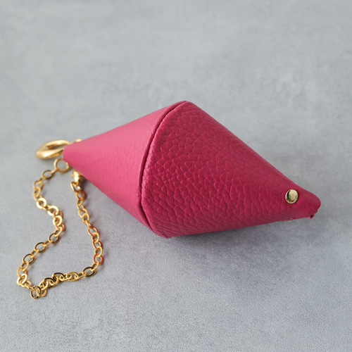 クロワッサン ミニポーチ 本革 チェーン ストラップ コインケース