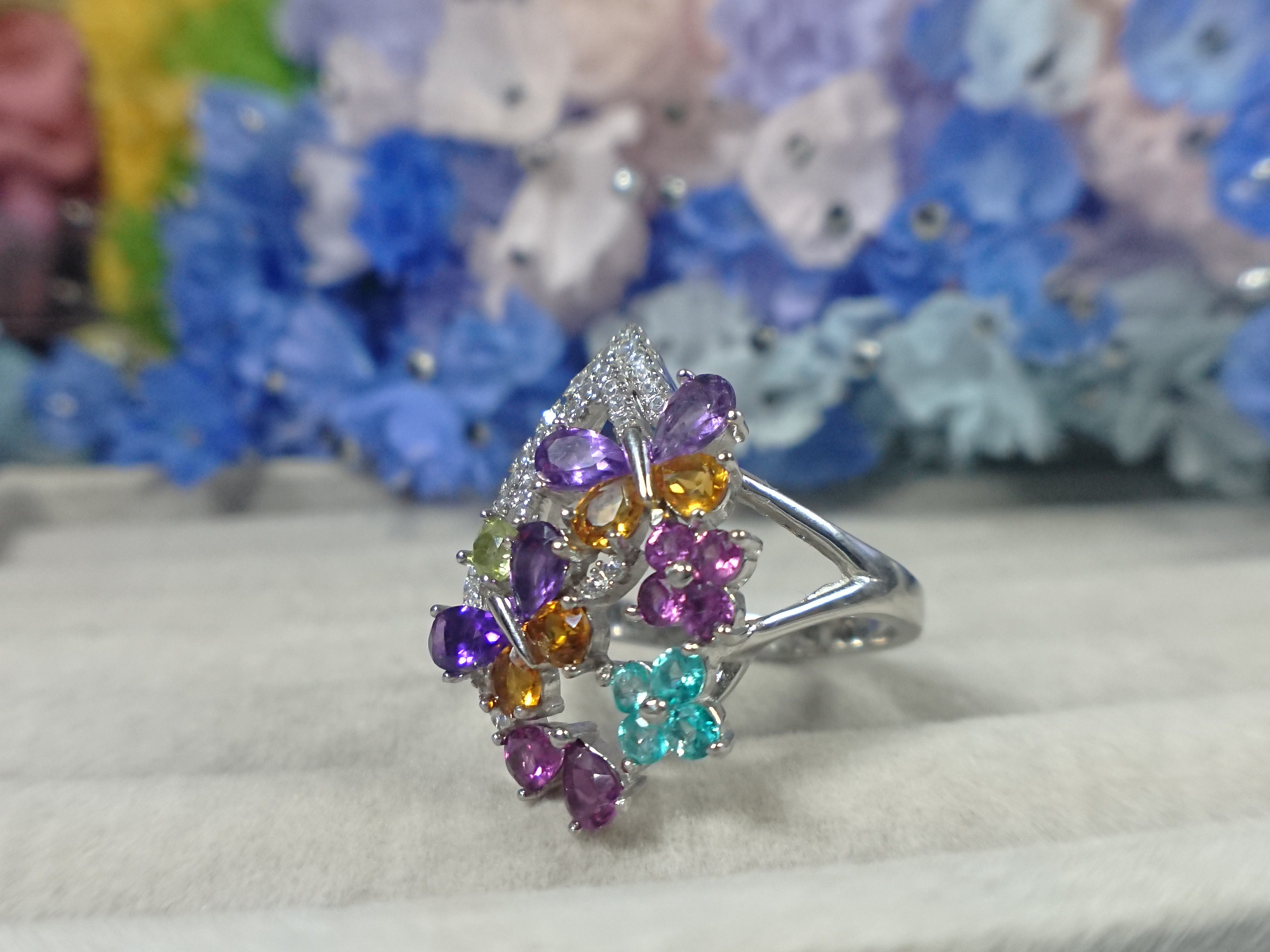 アメジスト シトリン ペリドット リング 925 訳あり ☆0172  KIRABOSHIgem