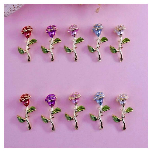 P366紫《1個》ネイルパーツ 薔薇 高品質 春夏 ばら 花 金
