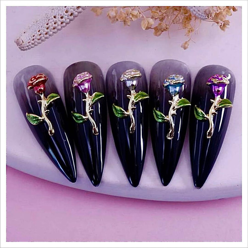 パープル 薔薇 ネイルパーツ 28個 パープル 薔薇 ネイルパーツ 28個