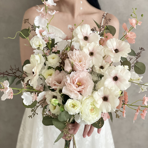 ウェディングブーケ　ブートニア　造花 ウェディングブーケ＋ブートニア ブーケ wedding mili mili 通販