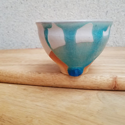 ぐい呑み 青いぐい呑み【海の雫・ぽたっとたらり】焼酎　泡盛　スパークリング日本酒に 4枚目の画像