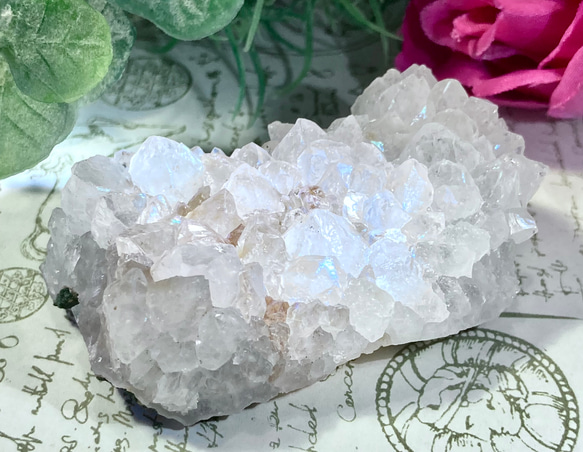 天からの祝福✨　アナンダライト　水晶　レインボークォーツ　原石　クラスター 