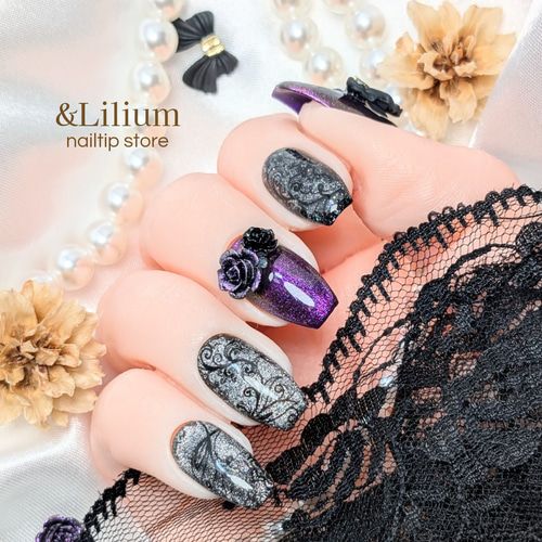 ネイルチップ オーダーネイル マグネット 薔薇