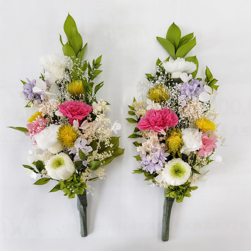 プリザーブドフラワー 仏花 花器無しタイプ 豪華輪菊 対 上品 御供 