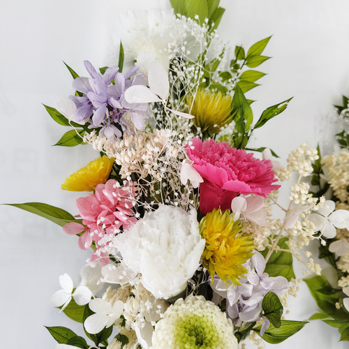 プリザーブドフラワー 仏花 花器無しタイプ 豪華輪菊 対 上品 御供 
