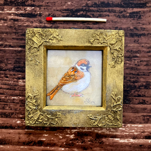 雀（スズメ）」 オリジナルフレーム入り /原画 アンティーク