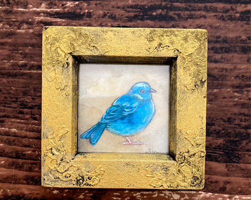 シャガール複製画青い鳥と花木製フレーム付き マルク・シャガール展