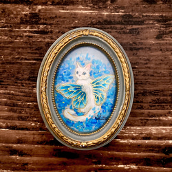 アンティーク妖精の絵画（ファンタジー）　ピエロ　つまみ絵　額付き41×38×5 SALE! イギリス 妖精のプリント画 C - 西洋アンティークと輸入