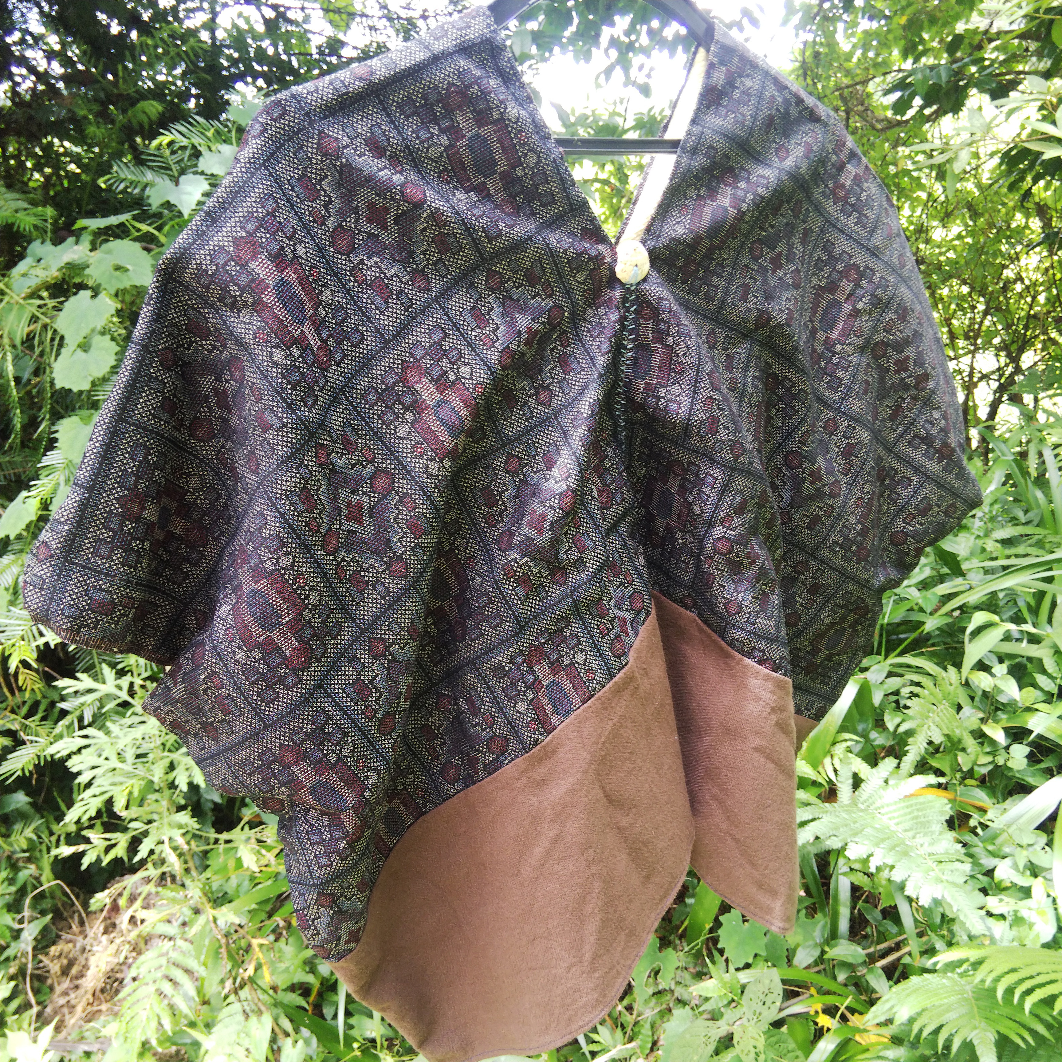 着物布×リネン貫頭衣(ヨモギ染め裏地)