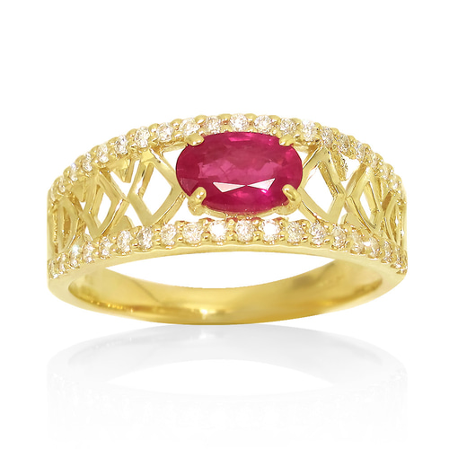 k18天然石ダイヤモンドルビーリング