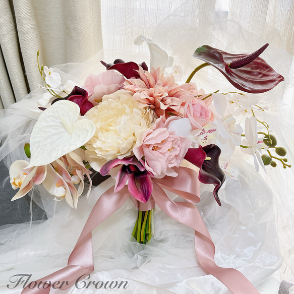 アーティフィシャルフラワーブーケ 結婚式 ウエディングブーケ 前撮り