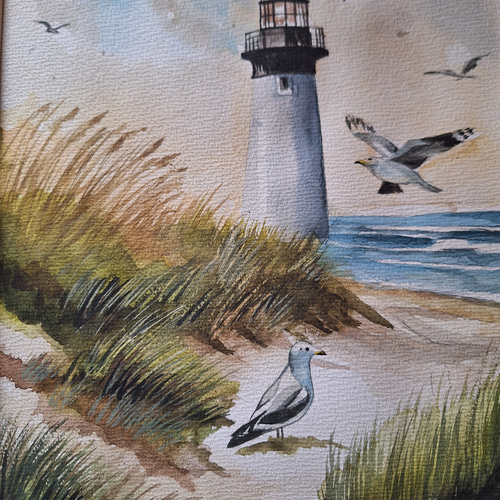 水彩画 カモメが翔ぶ 絵画 makochin 通販 18041777｜Creema