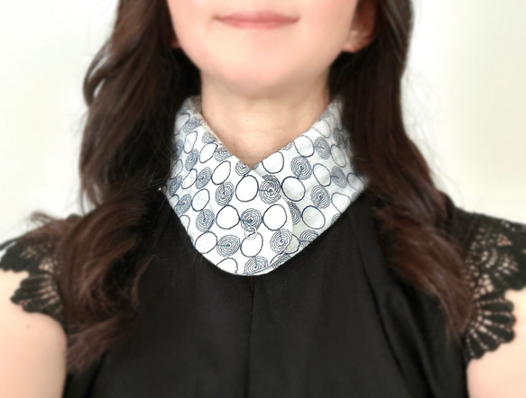 ネッククーラーカバー　アイスノン首もとひんやり氷結ベルトカバー　刺繍ガーゼ　うずまき 4枚目の画像
