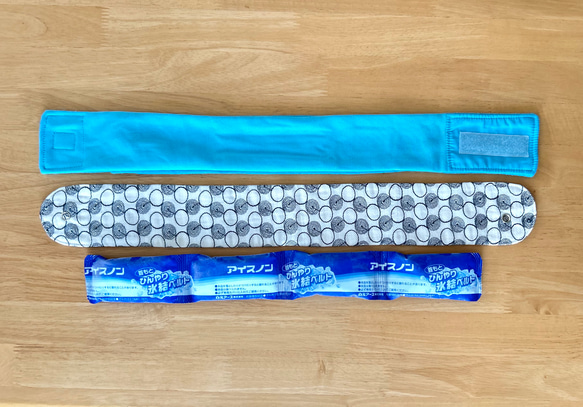 ネッククーラーカバー　アイスノン首もとひんやり氷結ベルトカバー　刺繍ガーゼ　うずまき 5枚目の画像